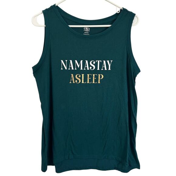 Athletic Works Yoga NAMASTAY ASLEEP Dark Green Tank Sleeveless Medium - Picture 1 of 6